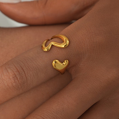 Anello aperto cuore traforato
