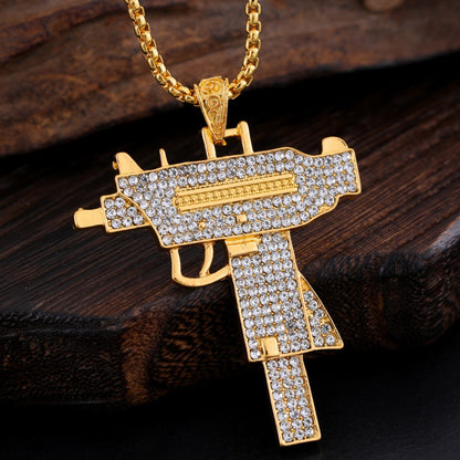 Collana pendente pistola strass