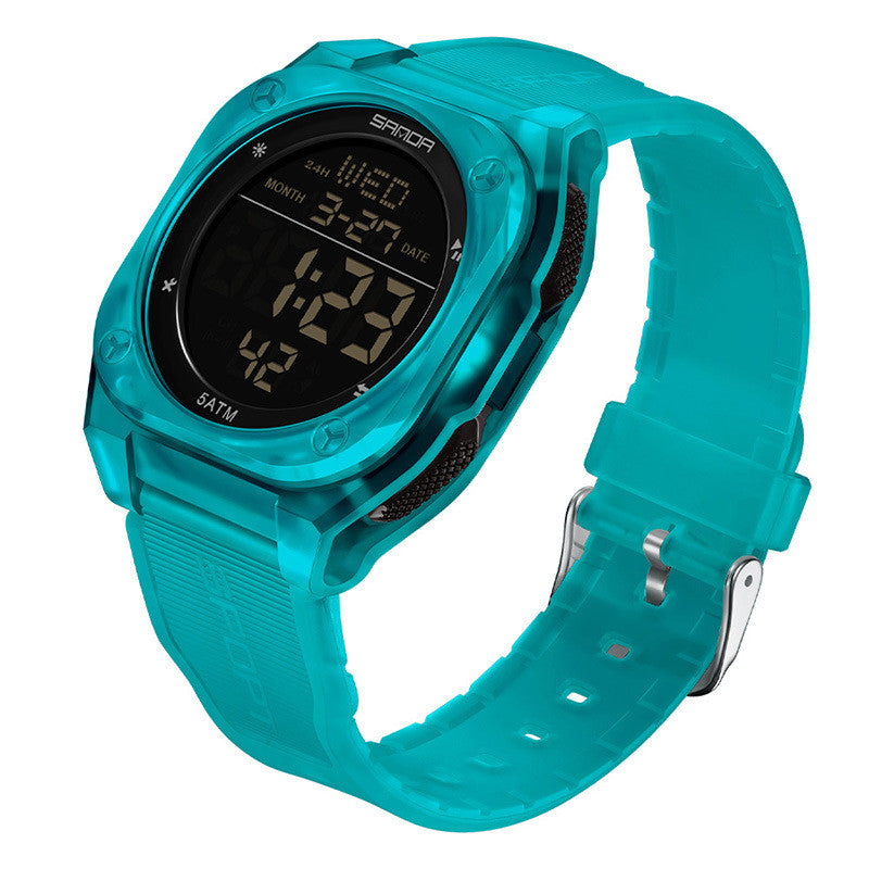 Orologio digitale trasparente quadrato