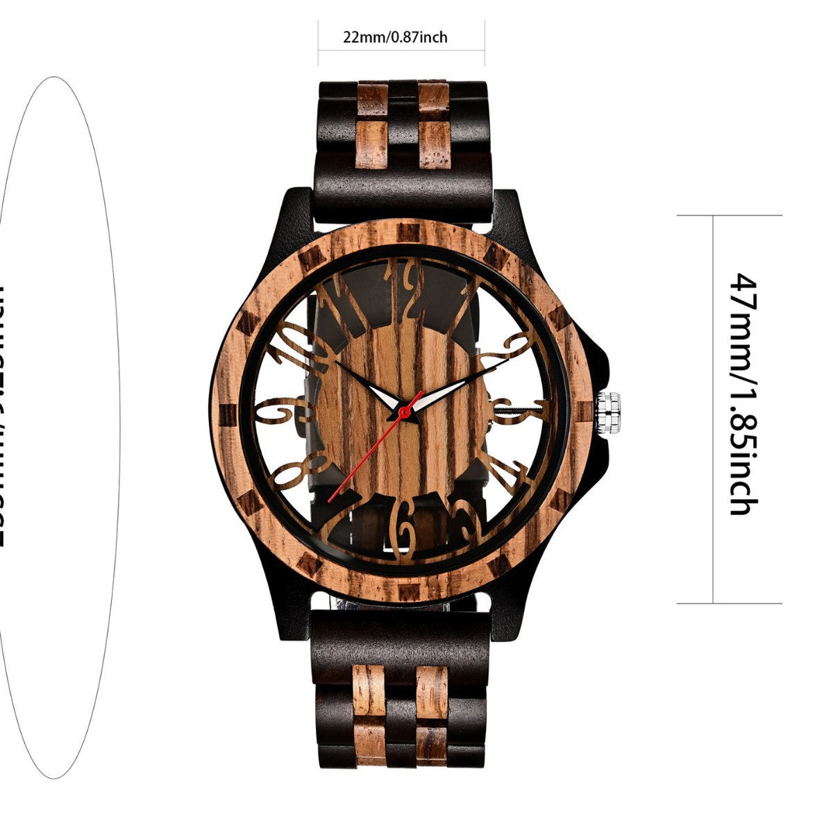 Orologio in noce cinturino pelle