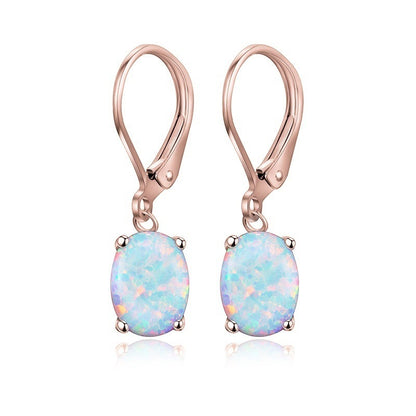 Orecchini opale ovale a quattro griffe