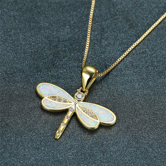 Collana libellula opale artificiale