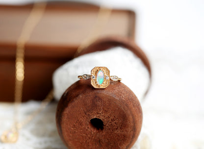 Anello argento 925 spiga opale