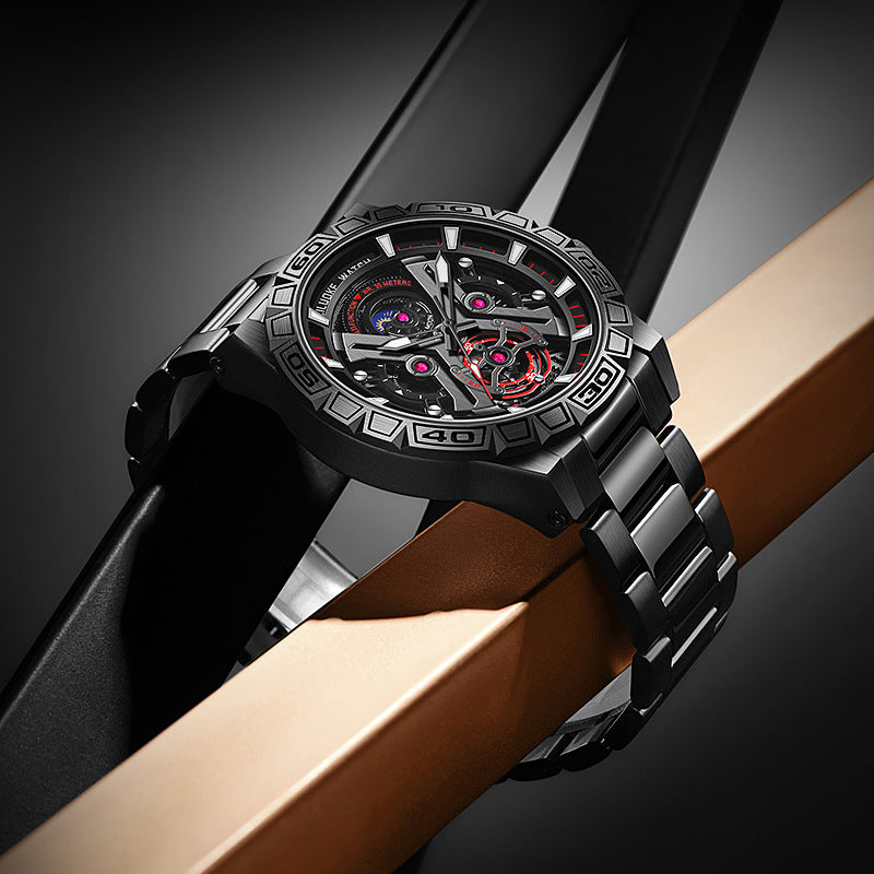 Orologio impermeabile luminoso scavato multifunzione al quarzo