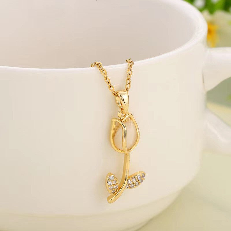 Collana tulipano zircone