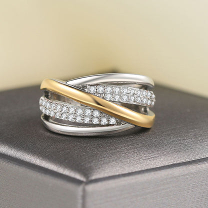 Anello bicolore zircone