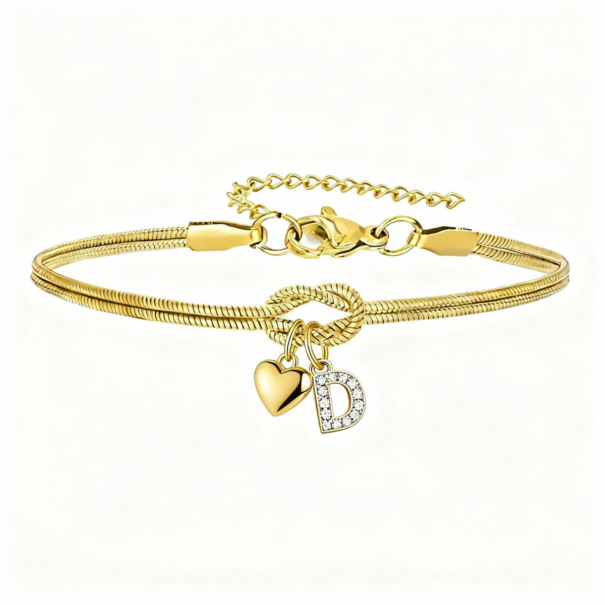 Bracciale Pendente Cuore con Lettere
