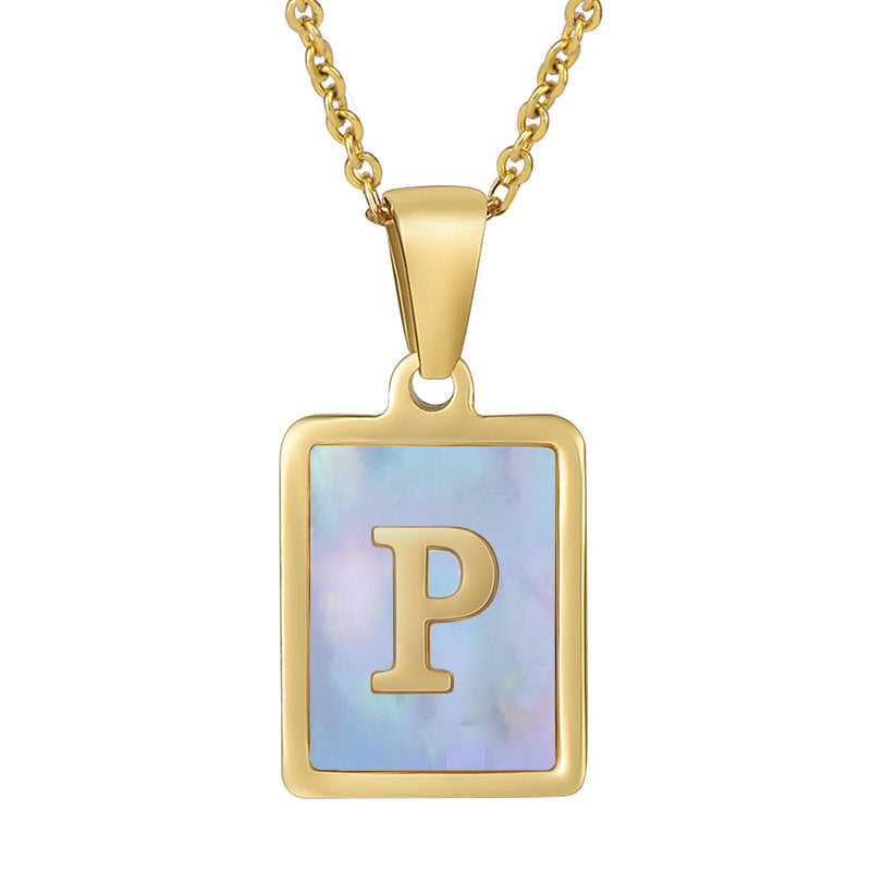 Collana titanio con lettera e conchiglia