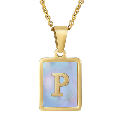 Collana titanio con lettera e conchiglia