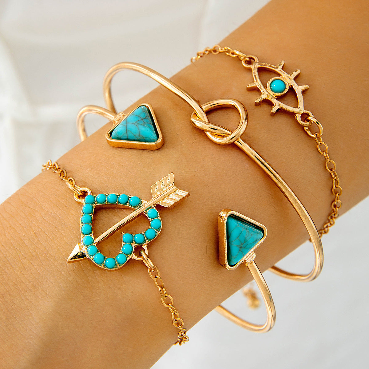 Bracciale boho turchese foglia