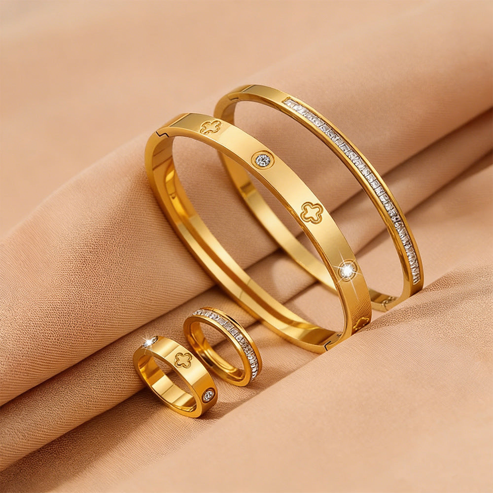 Set bracciale e anello diamanti