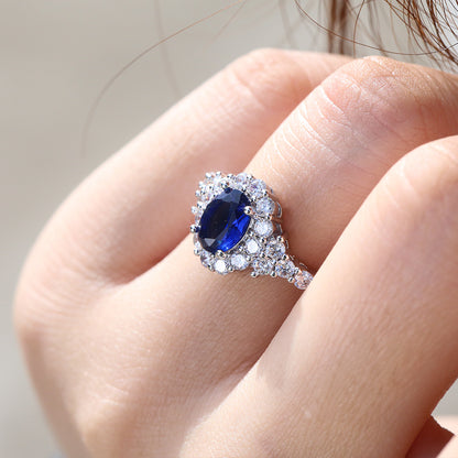 Anello zircone blu oro