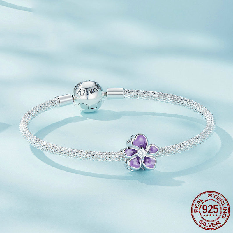 Perle fiore viola argento