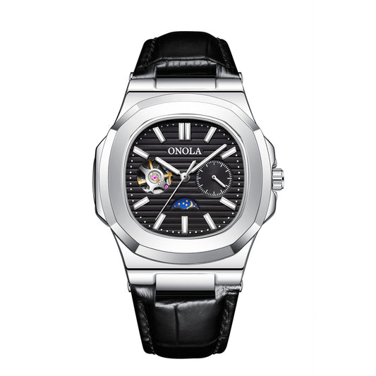 Orologio meccanico cinturino pelle sole luna stelle