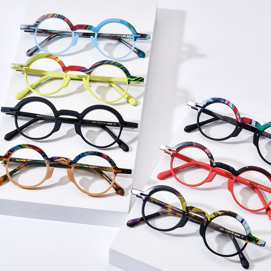 Occhiali tondi anti-luce blu multicolore