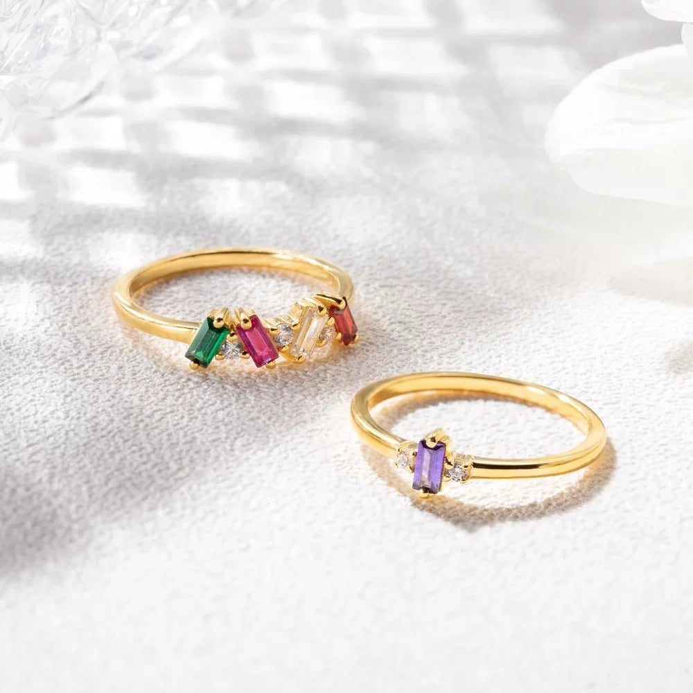 Anello zircone multicolore in acciaio inox
