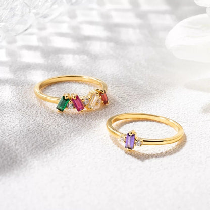Anello zircone multicolore in acciaio inox