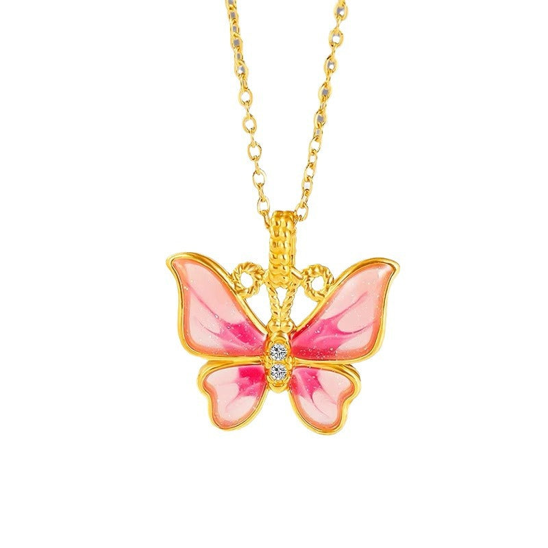 Collana farfalla smaltata oro