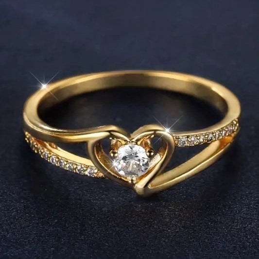 Anello Cuore Oro e Zirconia