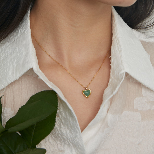 Collana cuore agata in acciaio titanio
