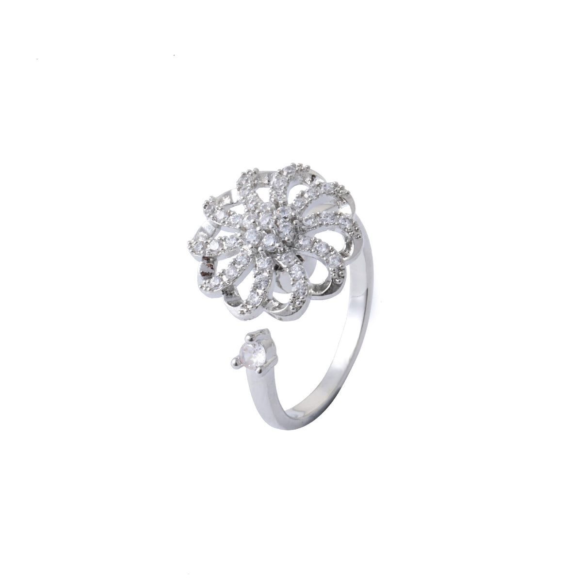 Anello cuore fiore zirconi