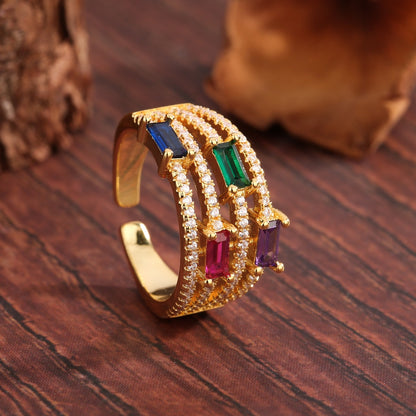 Anello zirconi retrò raffinato