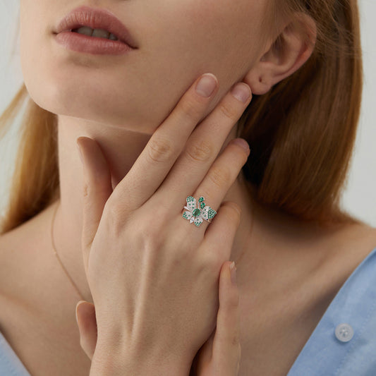 Anello farfalla smeraldo