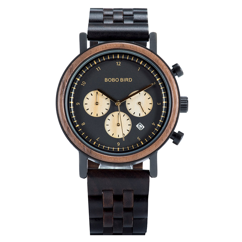 Orologio legno tre quadranti sei perni