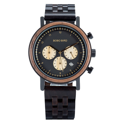 Orologio legno tre quadranti sei perni