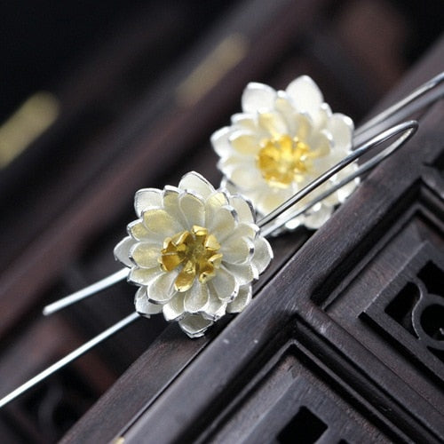 Orecchini fiore di loto argento 925