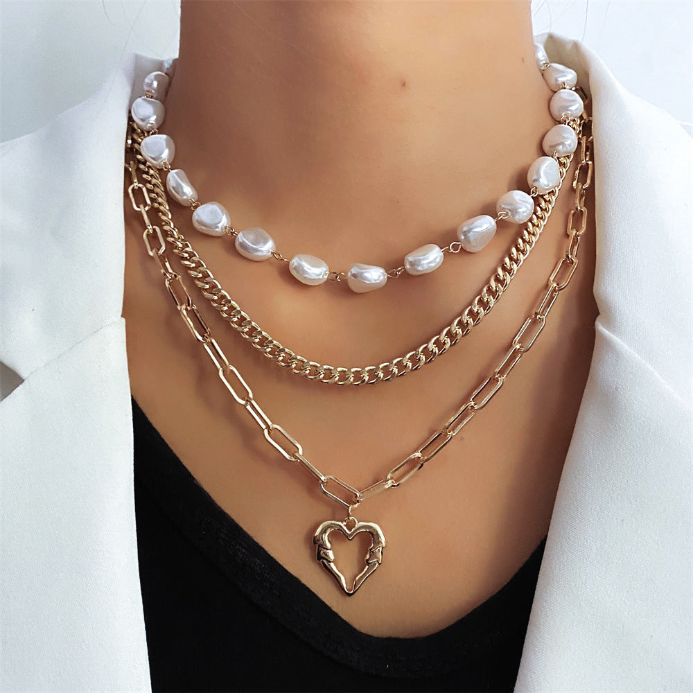 Collana cuore perle oro