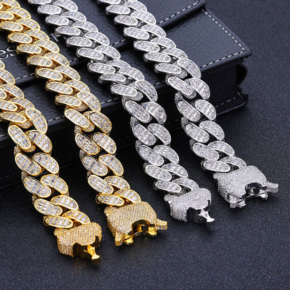 Collana catena cubana tre file