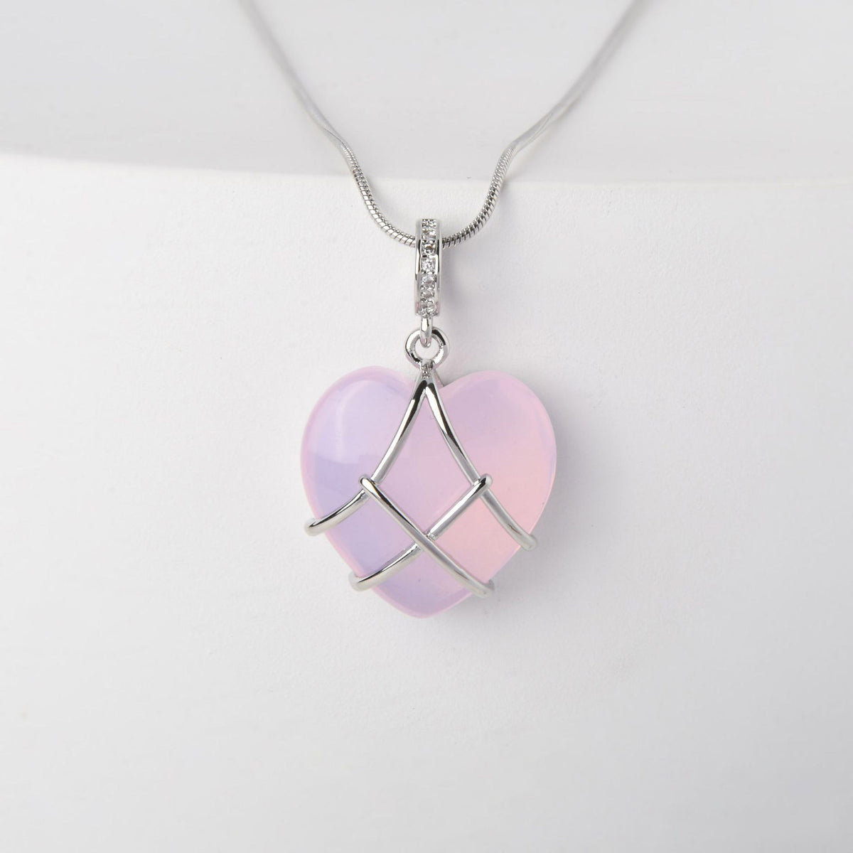 Collana cuore zircone acciaio titanio