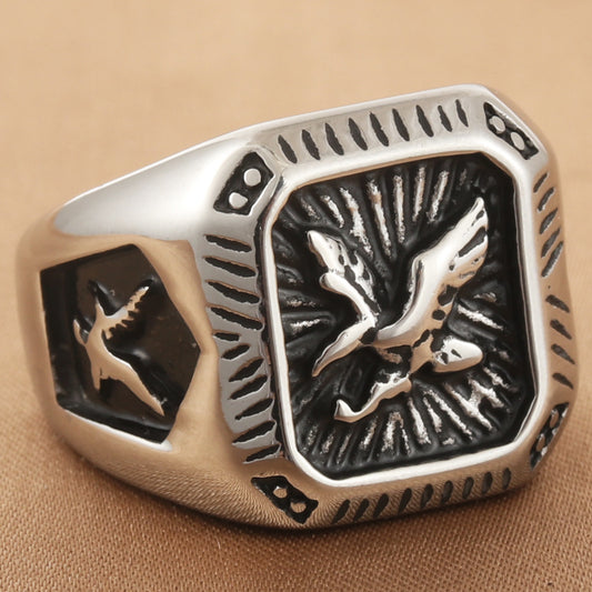 Anello Aquila Acciaio