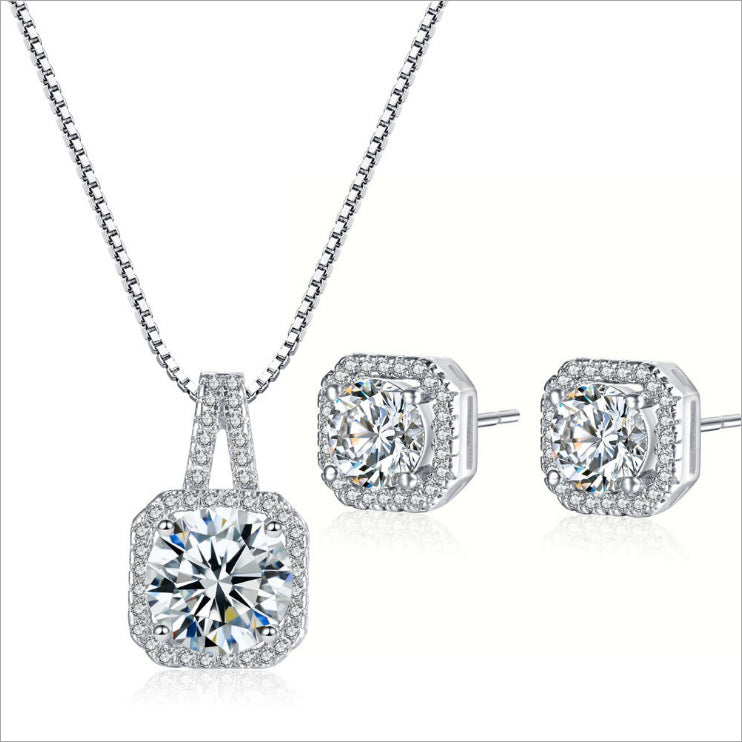 Collana corta e orecchini zircone