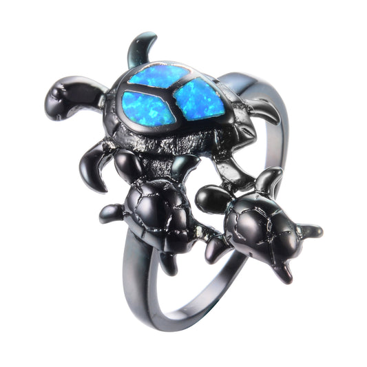 Anello tartaruga opale blu