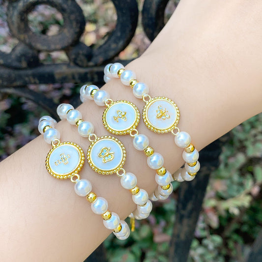 Bracciale farfalla e croce smaltato