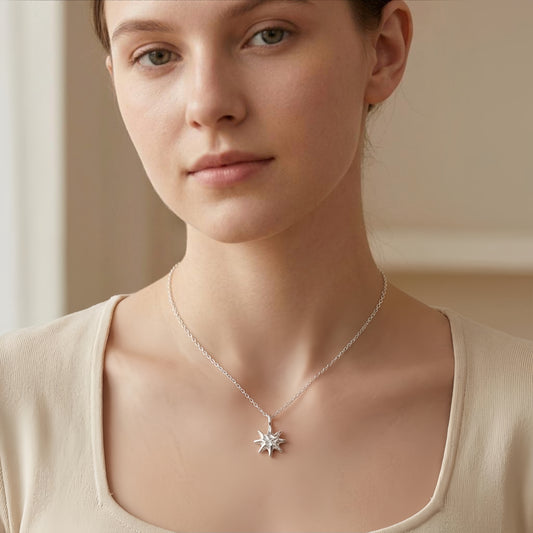 Collana stella radiale argento