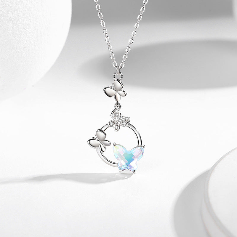 Collana farfalla argento in vetro