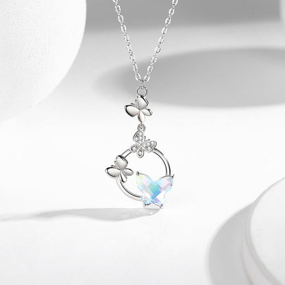 Collana farfalla argento in vetro