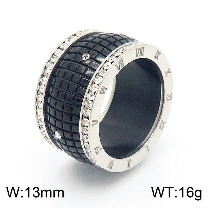 Anello Lettera Romana Strass