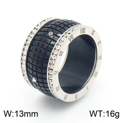 Anello Lettera Romana Strass