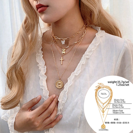 Collana farfalla vintage multistrato
