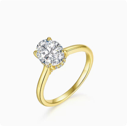 Anello zircone ovale oro