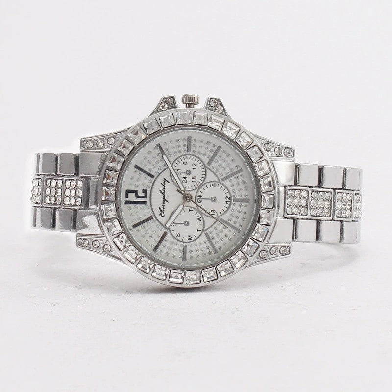 Orologio cronografo acciaio con diamanti