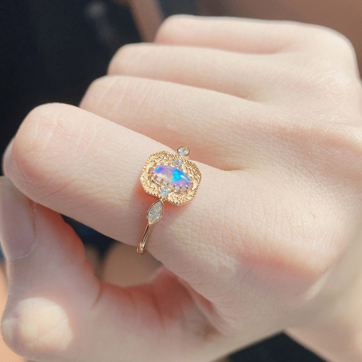Anello argento 925 spiga opale