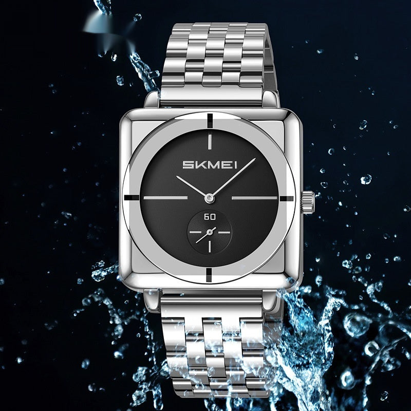 Orologio quadrato acciaio secondi
