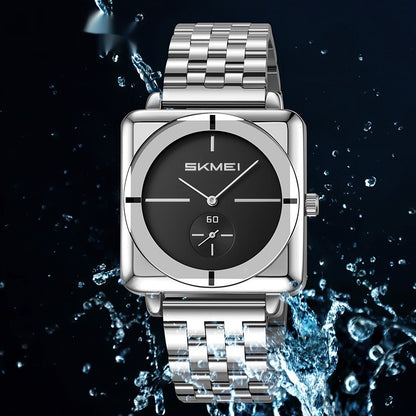 Orologio quadrato acciaio secondi