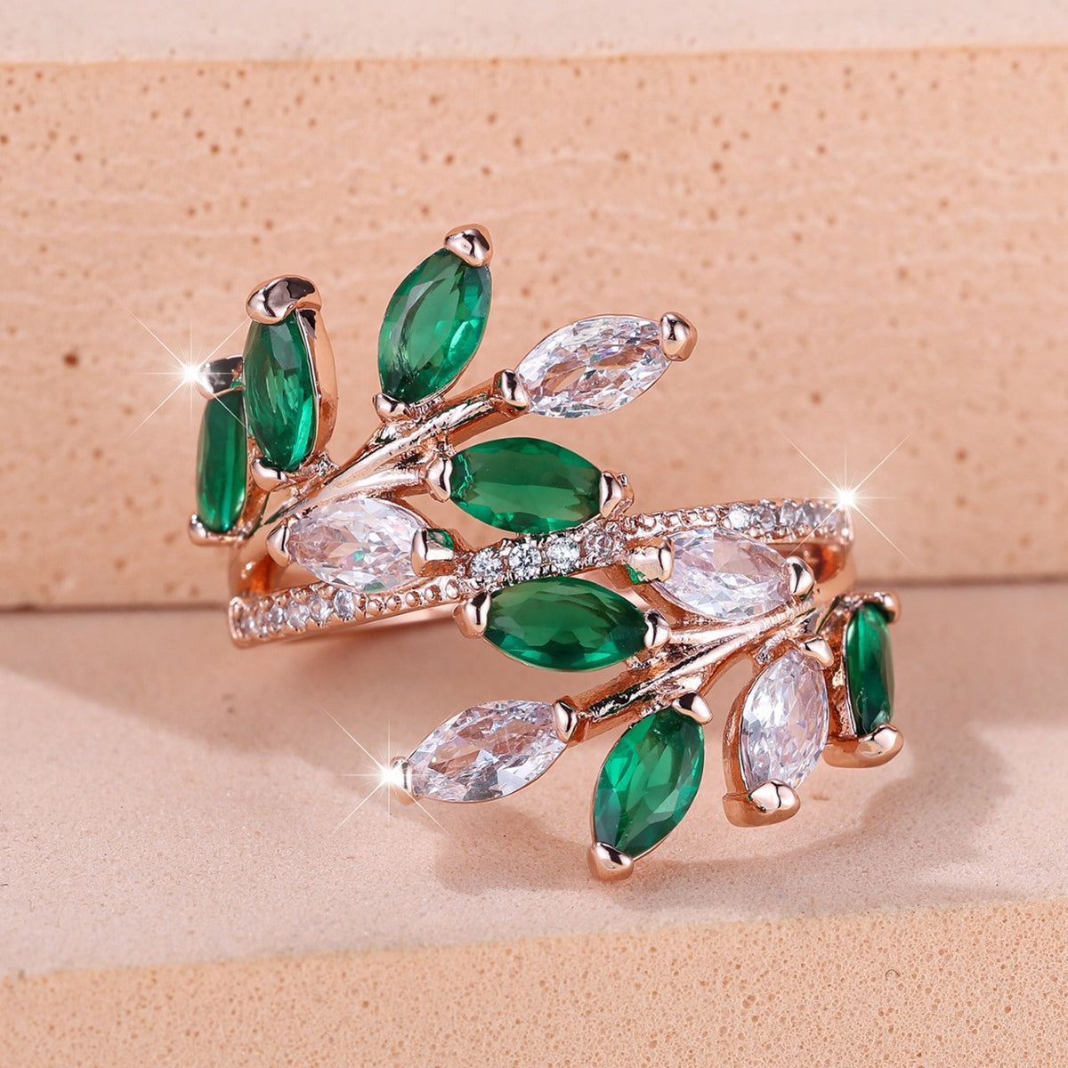 Anello Zircone Foglia