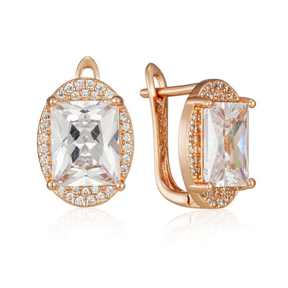 Orecchini zircone quadrati oro rosa